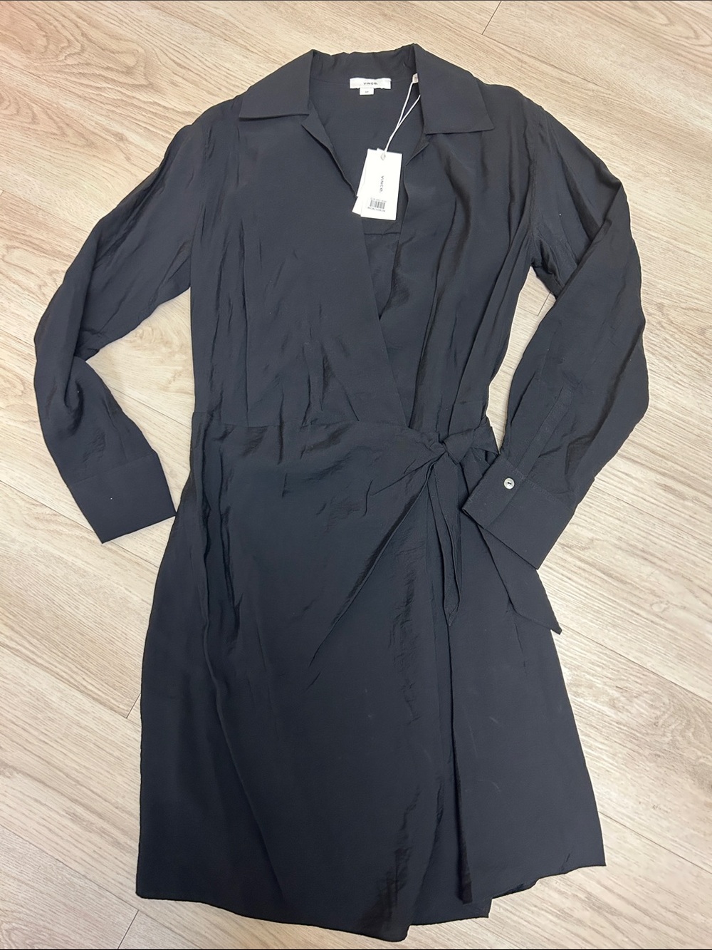 VINCE Wrap Shirt Dress with Tie Waist